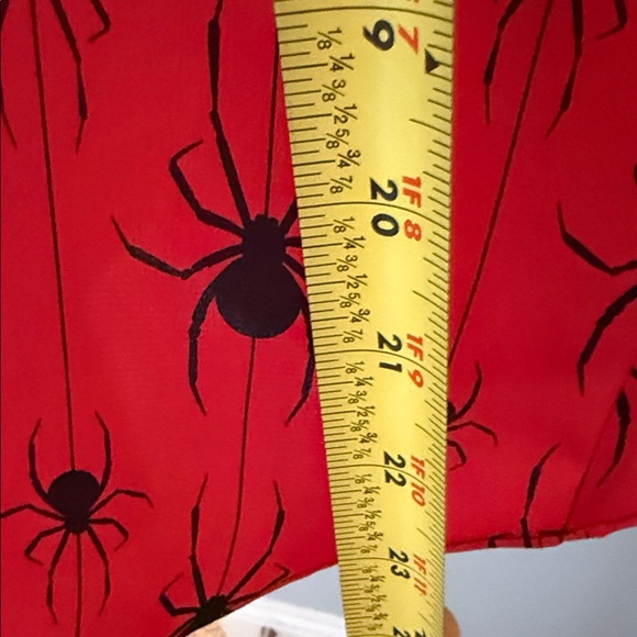 Express Red and Black Spider Print V-Neck Blouse - Picture 3 of 6